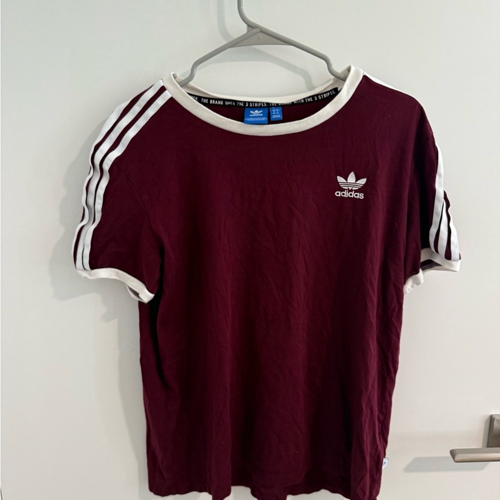 Adidas Burgundy Tee with White Trim